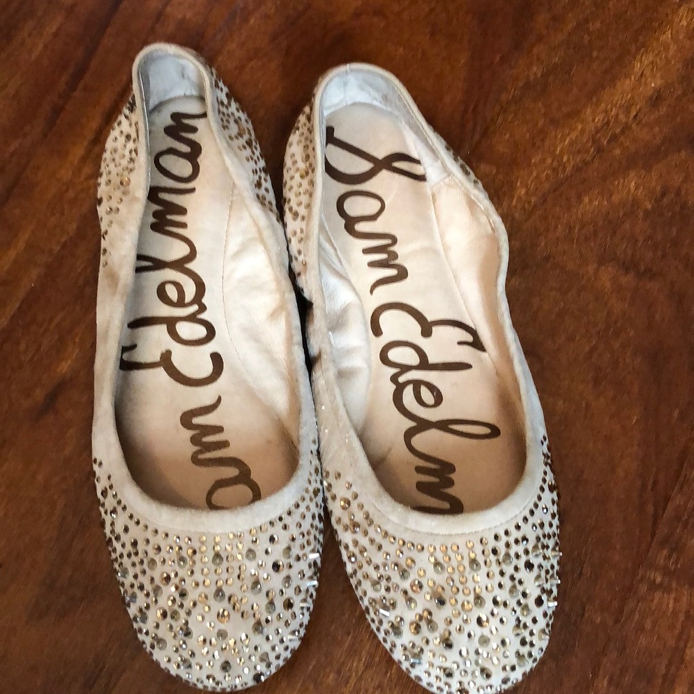 Sam Edelman gold studded beige flats